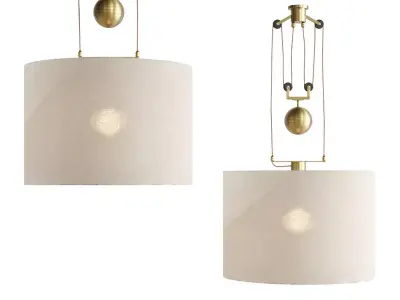 Pulley System Rise and Fall Pendant Light - Card Shade 3D model