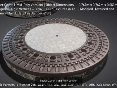 Sewer Cover 1 3D Model Pack