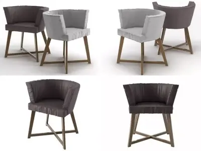 Gray four chairs 3D model