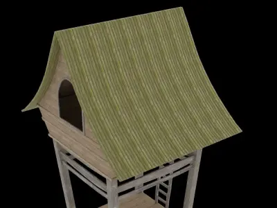 JUNGLE HUT SHELTER HOUSE SURVIVAL  Low-poly 3D model