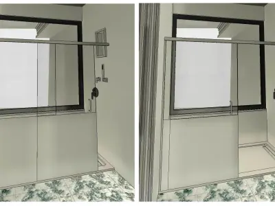 Shower Glass Sliding Door 3D model