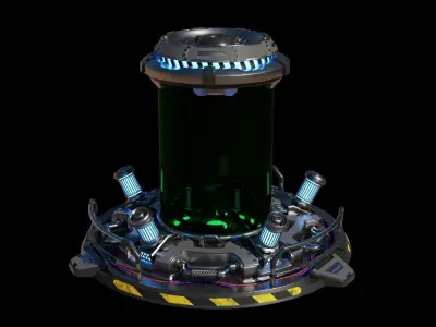 Highpoly capsule for laboratory large flask green bulb   3D model