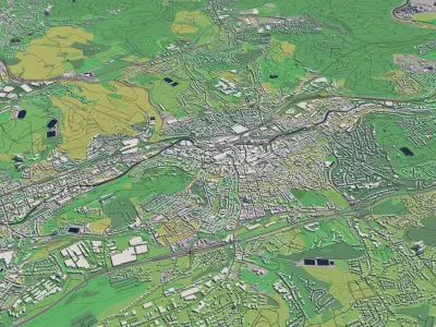 Wuppertal Germany 30x30km 3D City Map 3D model