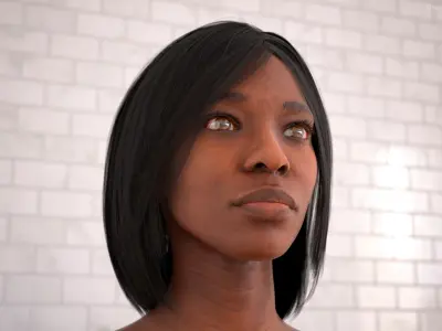  Skin and Complete Anatomy of the Afro Female Head 