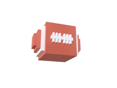 Voxel Rugby Ball v1 001 Low-poly 3D model