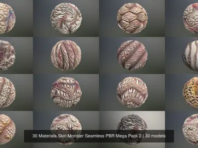30 Materials Skin Monster Seamless PBR Mega Pack 2 Texture
