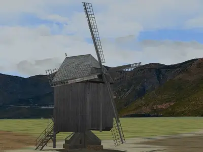 historical german bock windmill Low-poly 3D model