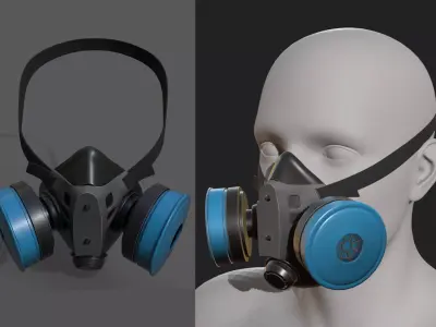 Gas mask helmet 3d model military combat fantasy cyborg  Low-poly 3D model