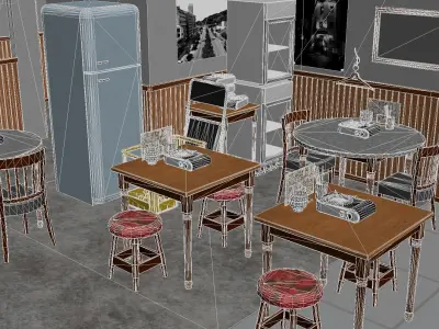 Japanese Izakaya Restaurant 2 - Interior and Exterior Low-poly 3D model