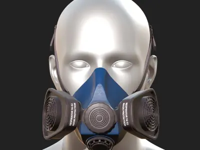 Gas mask protection futuristic technology isolated  Low-poly 3D model