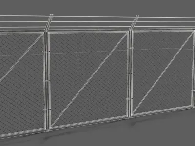Wire Chain Link Fence Low-poly 3D model
