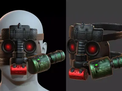 Gas mask helmet 3d model scifi Low-poly  Low-poly 3D model 182