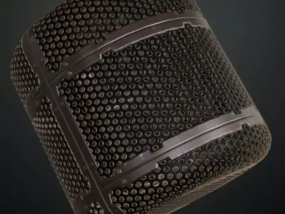 Dark Perforated Round Mesh Panel PBR SEAMLESS Texture
