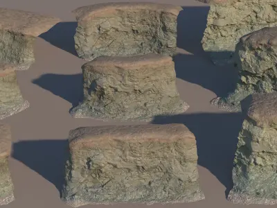 Modular cliffs Low-poly 3D model
