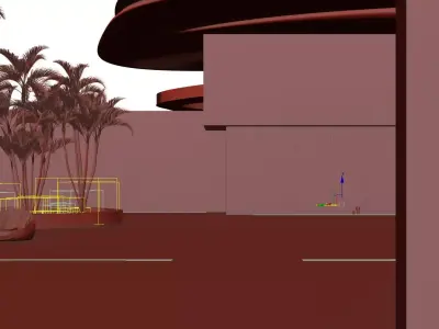 Futuristic Courtyard Villa with Pool and Lawn 3D model