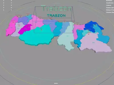 Trabzon  Black Sea Region  Turkey map region geography political 3D model