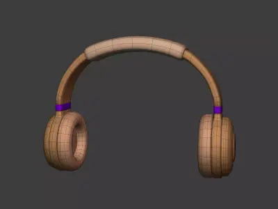 Cartoon Headphones - Headset - Watertight Subdivision Ready Mesh Low-poly 3D model
