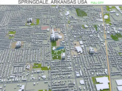 Springdale Arkansas USA 25km Low-poly 3D model
