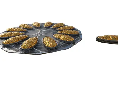 Sci-fi circular padding pillows surface panel Low-poly 3D model