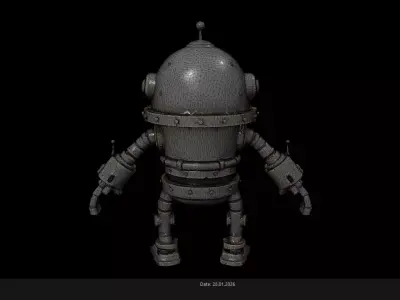 Low Poly Stylized Multi-Eyed Robot - PBR Low-poly 3D model