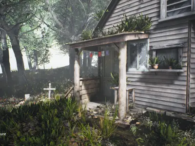 Windows wooden doors and Low-poly 3D model