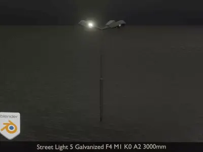 Street Light 5 Galvanized F4 M1 K0 A2 3000mm Low-poly 3D model