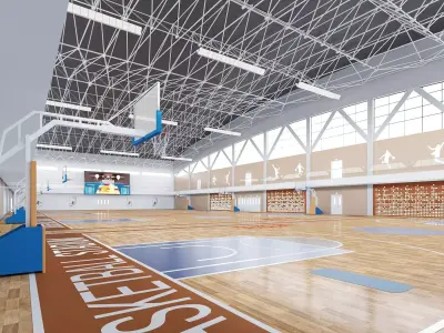 Modern Indoor Basketball Stadium Gymnasium 3D Asset 3D model
