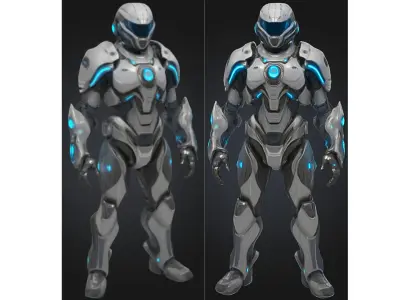 Futuristic Combat Robot Soldier Sci Fi Low-poly 3D model