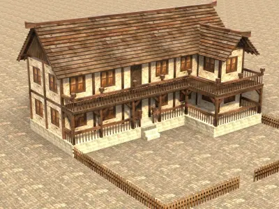 Medieval house fifteen 10 Low-poly 3D model