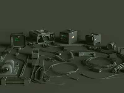 3D KITBASH set 45 sci-fi props Low-poly 3D model