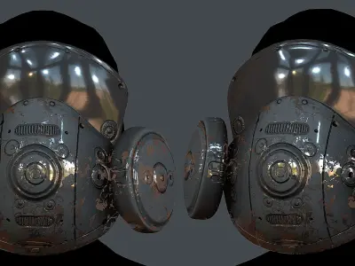 Gas mask helmet 3d model scifi Low-poly Low-poly 3D model 11