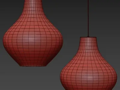 Sixties three pendant lights with shades 3D model