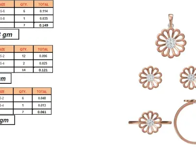 Light wt Ring Earrings Pendant set 3dm stl 1-render details 3D print model 2