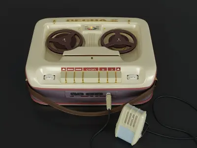 Vintage portable reel to reel tape recorder  3D model