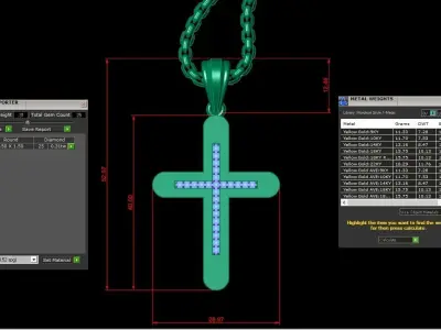 High Cross Pendant Light Gold 18K 3CP089 3D model