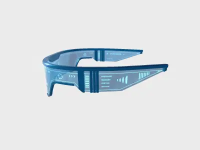 SciFi Glasses Visor 01 Blue - Character Design Fashion Low-poly 3D model