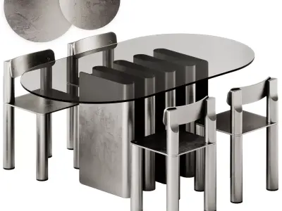 TAVOLO 2 Table by Pulpo and SILO Aluminium chair by Found 3D model