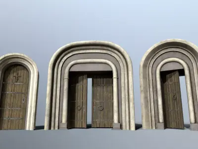 Medieval Door Set Low-poly 3D model