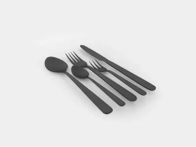 Cutlery spoon knife and fork 3D model