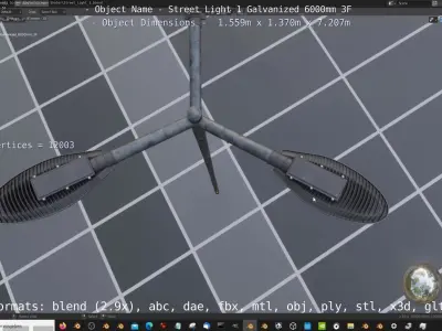 Street Light 1 Galvanized 6000mm 3F Low-poly 3D model