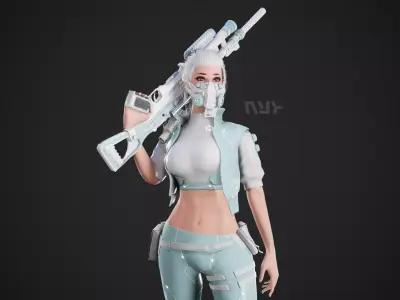 Cyberpunk NYX Robot Low-poly 3D model