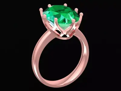 Elegant Oval Solitaire Women Ring  3125 3D print model