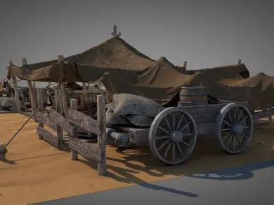 Bedouin Desert Tent v8 3D model