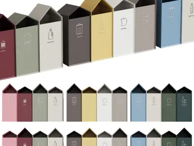 527 exterior and architecture 19 trash cans recycling ridge 3D model