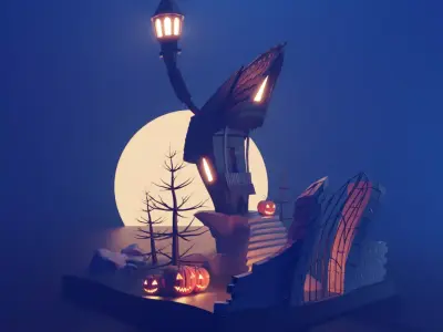 Isometric Halloween House  Low-poly 3D model