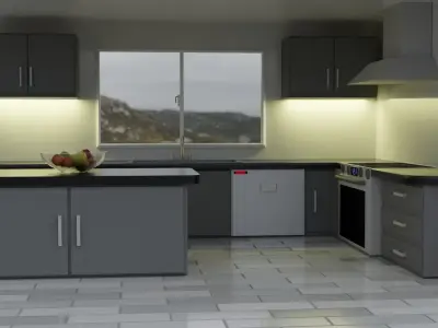 Semi-Realistic Modern Kitchen Free 3D model