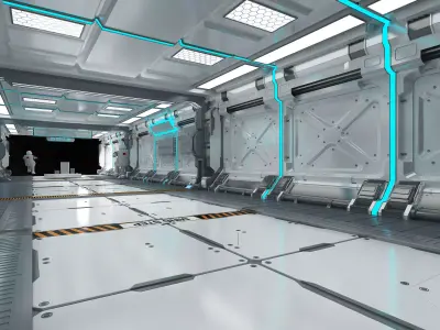 Science fiction internal spacecraft environment Low-poly 3D model purchase