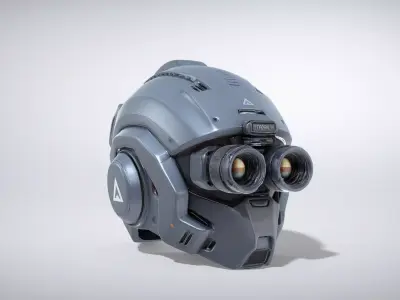 Futuristic Cyber Helmet Matte Graphite Low-poly 3D model