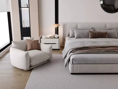 Soft Minimal Modern Bedroom 3D model