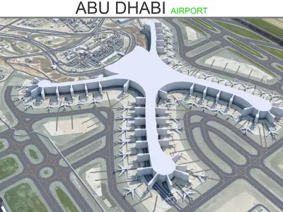Abu Dhabi Airport 15km Low-poly 3D model